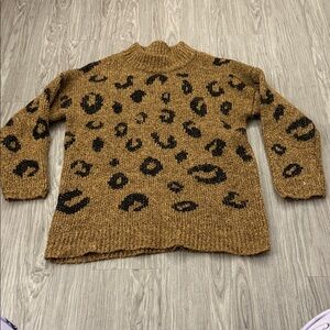 Universal Thread Womens Brown Leopard Print Sz XL Chunky Knit Sweater